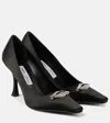 Jimmy Choo Ryker 90 Embellished Satin Pumps In Black