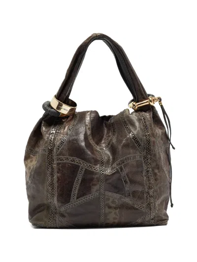 Pre-owned Jimmy Choo Saba Hobo Tote Bag In Brown