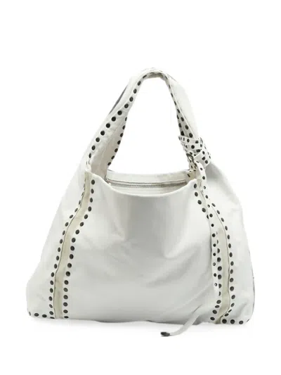 Pre-owned Jimmy Choo Saba Studded Shoulder Bag In White