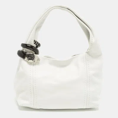 Pre-owned Jimmy Choo Saba White Leather Hobo