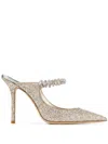 Jimmy Choo Sabot In Glittered Fabric In Oro