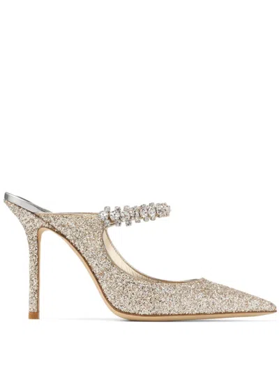 Jimmy Choo Sabot In Glittered Fabric In Oro