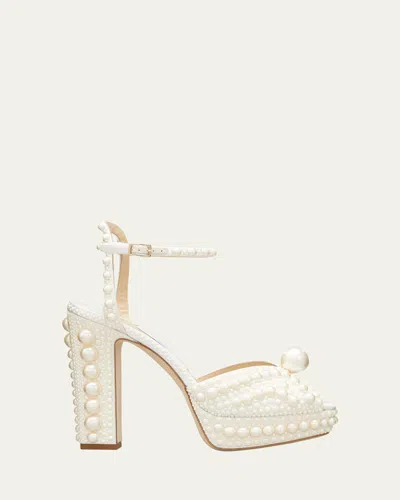 Jimmy Choo Sacaria 120mm Pearly-stud Platform Sandals In White