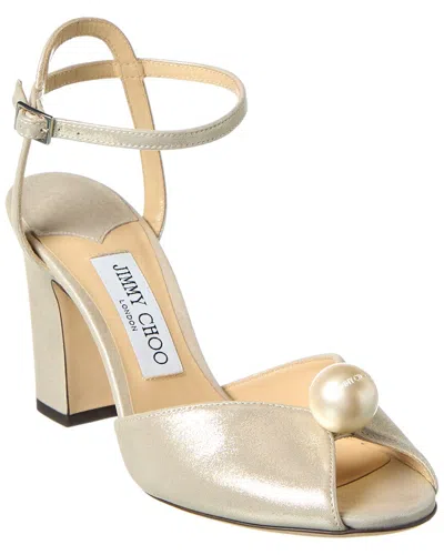 Jimmy Choo Sacaria 85 Suede Sandal In White
