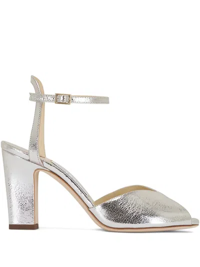 Jimmy Choo Sacaria Ankle-strap Heeled Sandals In Silver