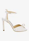 Jimmy Choo Sacora 100 All-over Pearl Sandals In Satin In White