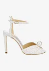 Jimmy Choo Sacora 100 All-over Pearl Sandals In Satin In White