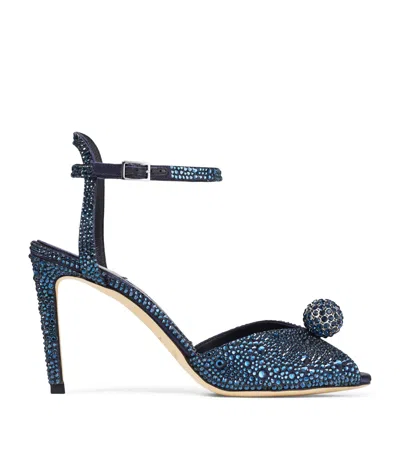 Jimmy Choo Sacora 85 Embellished Heeled Sandals In Blue