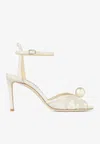Jimmy Choo Sacora 85 Embellished Leather-trimmed Lace Sandals In Multi