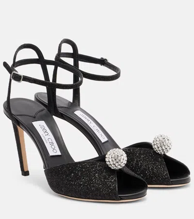 Jimmy Choo Sacora 85 Glitter Peep-toe Sandals In Animal Print