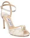 Jimmy Choo Sacora 100 Floral Lace With Pearl Sandal In White