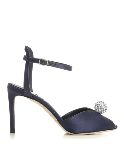 Jimmy Choo Crystal-embellished Peep-toe Sandals In Blue