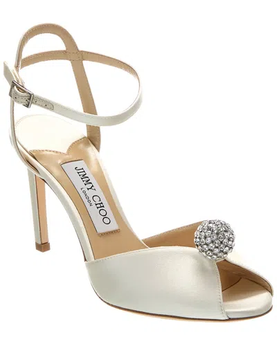 Jimmy Choo Sacora 85 Satin Sandal In White