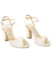 Jimmy Choo Sacora 85 Tulle & Leather Sandal (authentic Pre-loved) In White