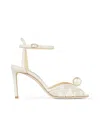 JIMMY CHOO SACORA 85MM PEARL-EMBELLISHED SANDALS