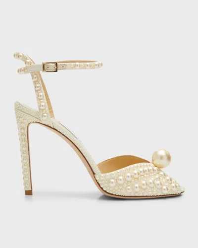 Jimmy Choo Sacora Faux Pearl Sandals In Neutral