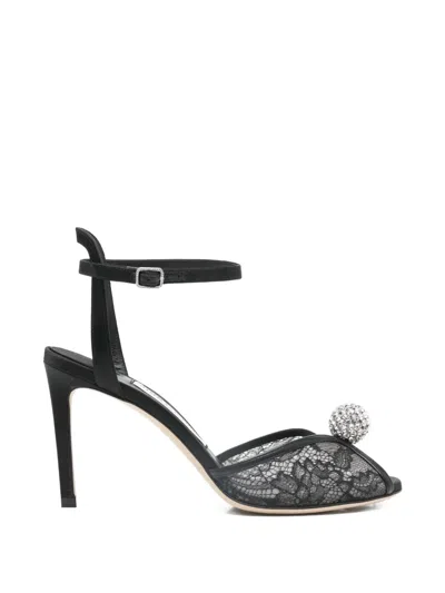 Jimmy Choo Sacora Lace Embellished Pumps In Black