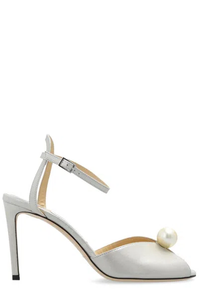 Jimmy Choo Sacora Pearl Detailed Sandals In Silver
