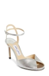 Jimmy Choo Sacaria Imitation Pearl Embellished Ankle Strap Sandal In Silver