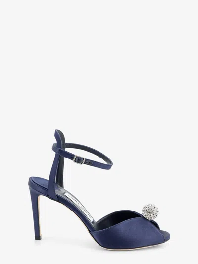 Jimmy Choo Sacora Satin Sandals With Crystal Detail In Blue