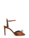 Jimmy Choo Sacora Satin Sandals With Crystal Detail In Brown