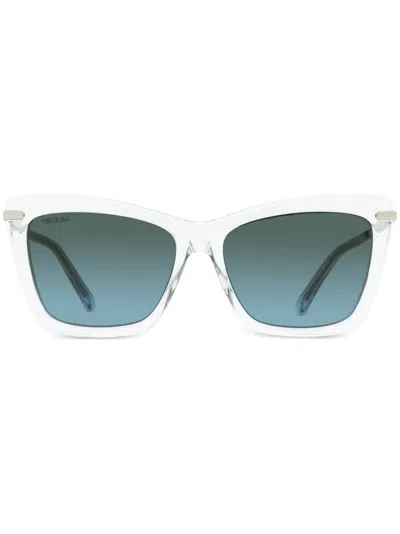 Jimmy Choo Sady Rectangle-frame Sunglasses In 900i7 Crystal