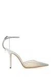 Jimmy Choo Saeda 100 Crystal-embellished Leather-trimmed Mesh Pumps