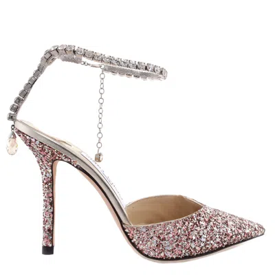 Jimmy Choo Saeda 100 Coarse Glitter Pumps In Silver