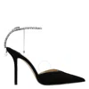 Jimmy Choo Saeda 100 Crystal-embellished Suede Pumps In Black