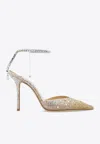 Jimmy Choo Saeda 100 Crystal-embellished Glittered Canvas Pumps In Gold