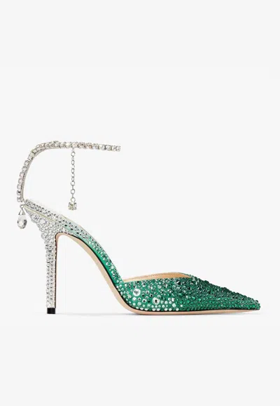 Jimmy Choo Saeda Pumps Mit Kristallen 100mm In Green