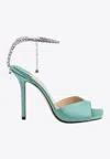 Jimmy Choo Satin Sandals With Rhinestone Detail In Green