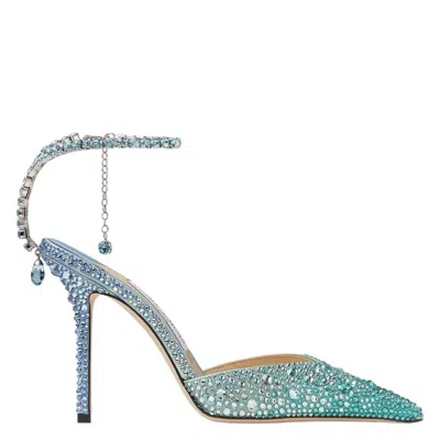 Jimmy Choo Saeda 100 Crystal Embellished Satin Pumps In Multi