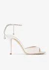 Jimmy Choo Saeda 100 Crystal-embellished Satin Sandals In White