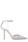 Jimmy Choo Sparkling Strap Pointed Toe Stiletto Pumps In White/metallic