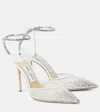 Jimmy Choo Saeda 100 Crystal-embellished Leather-trimmed Mesh Pumps In White