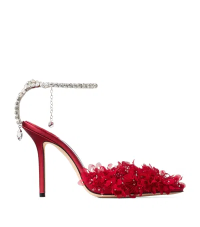 Jimmy Choo Saeda 100 Floral Embellished Pumps In Red