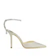 Jimmy Choo Platinum Glitter Saeda 100 Pumps