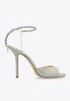 Jimmy Choo Saeda 100 Crystal-embellished Glitter Sandals In Silver