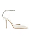 Jimmy Choo Saeda 100 Crystal-embellished Satin Pumps In Ivory/crystal