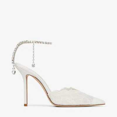 Jimmy Choo Saeda Lace Pumps In White