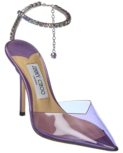 Jimmy Choo Saeda 100 Plexi & Leather Pump In Purple