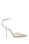 Jimmy Choo Saeda 100 Crystal-embellished Leather-trimmed Mesh Pumps In White