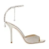 Jimmy Choo Saeda 100 Crystal-embellished Glitter Sandals In Platinum Ice Crystal