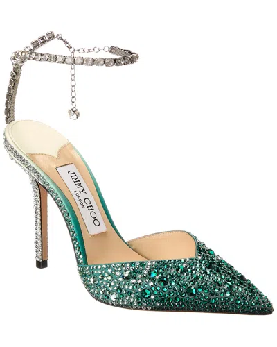 Jimmy Choo Saeda 100 Satin Pump In Green