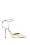 Jimmy Choo Slingback Saeda 100 In Satin With Applied Crystals In Bianco