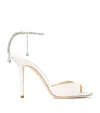 Jimmy Choo Saeda 100 Crystal-embellished Satin Sandals In White
