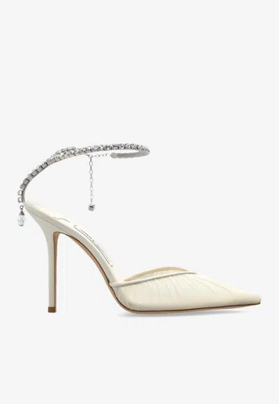 Jimmy Choo Saeda 100 Tulle Crystal Pumps