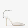 Jimmy Choo Saeda 100 Pumps With Crystals In White/crystal