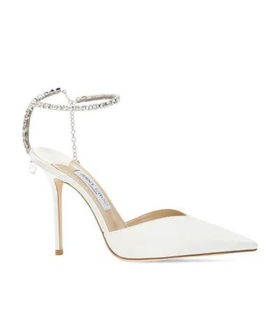 JIMMY CHOO SAEDA 100MM CRYSTAL-ANKLET PUMPS